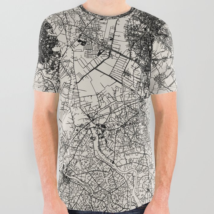 Saigon - Vietnam. Black&White City Map All Over Graphic Tee