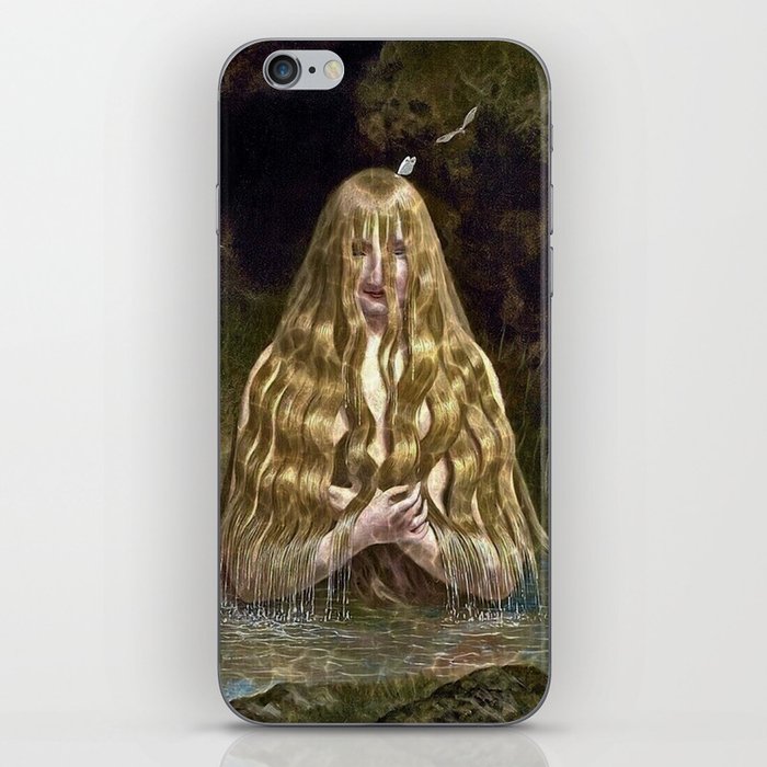 The girl with the blond hair; Ondine water nymph, mermaid, water spirit, the elemental of water portrait still life painting by Jacques-Laurent Agasse iPhone Skin