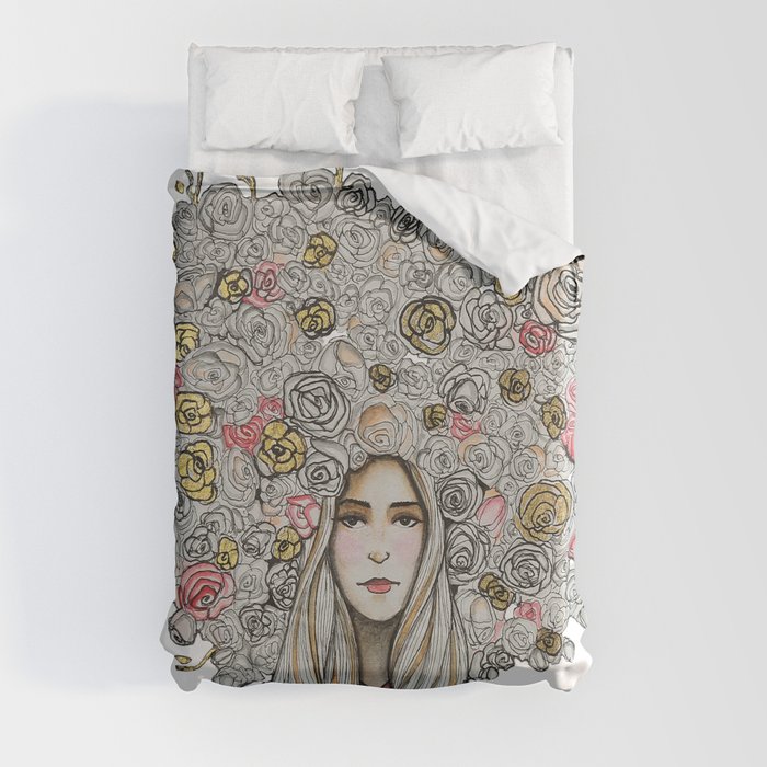 " Floret Gold " Duvet Cover