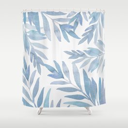 Muted Blue Palm Leaves Shower Curtain