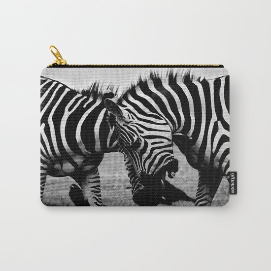 Let's Fight! // Wildlife Zebra Black Adn White Photography #society6 #art #prints Carry-All Pouch