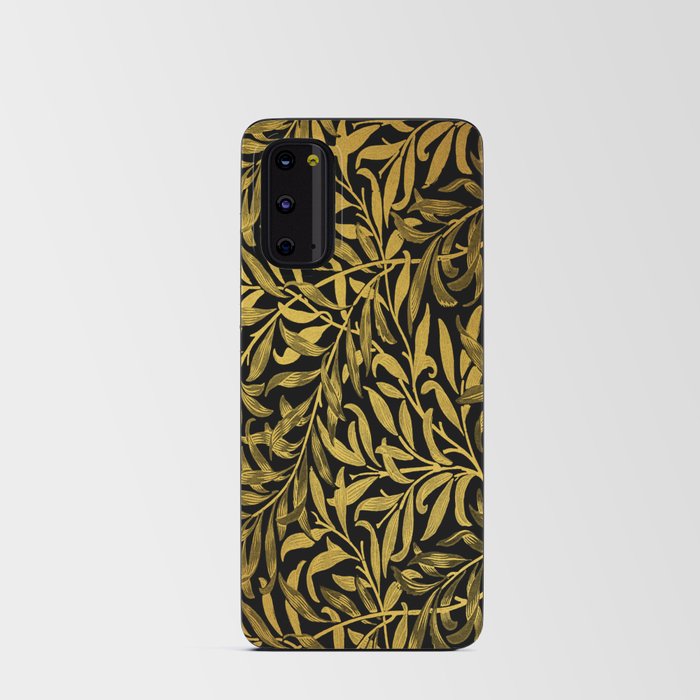 William Morris Black And Gold Leaves Pattern Vintage Botanical William Morris Willow Wallpaper Android Card Case