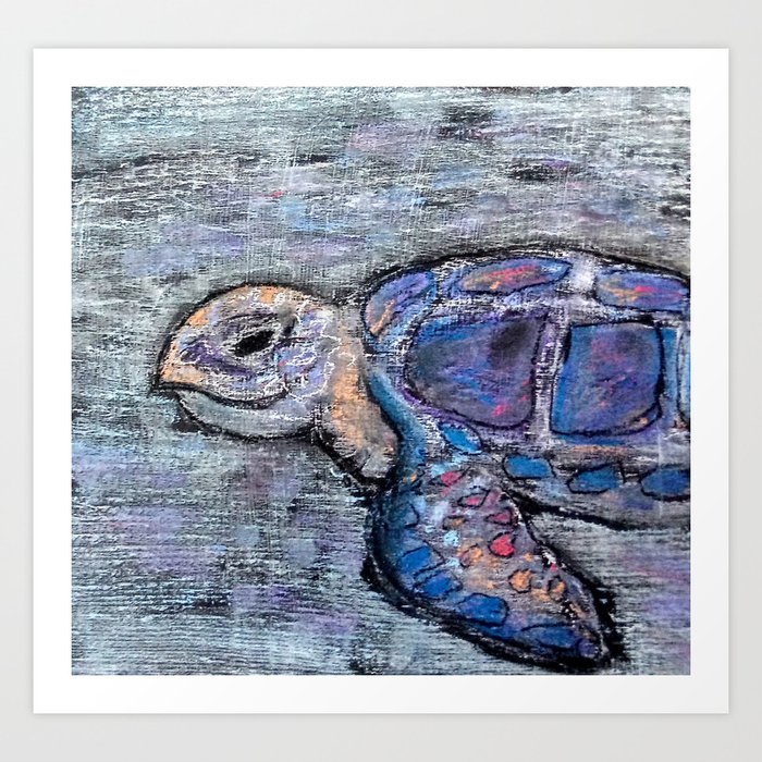 Sea turtle in chalk Art Print by blacksheepandhoneybees Society6