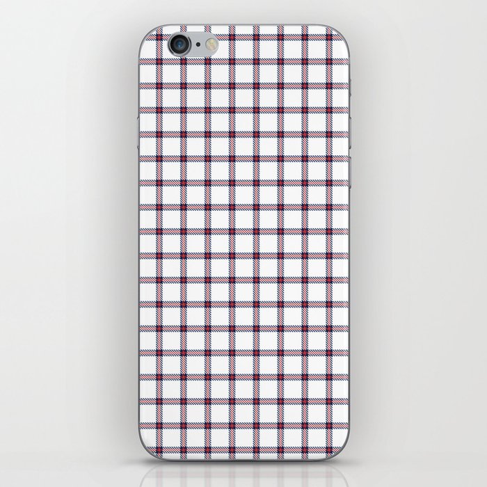 White and Red Farmhouse Style Gingham Check iPhone Skin