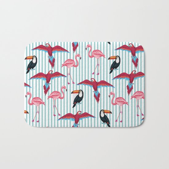 flamingo in tropic mood Bath Mat