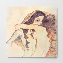 Egon Schiele "Two women embracing" Metal Print