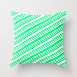 [ Thumbnail: Green and Mint Cream Colored Lines/Stripes Pattern Throw Pillow ]