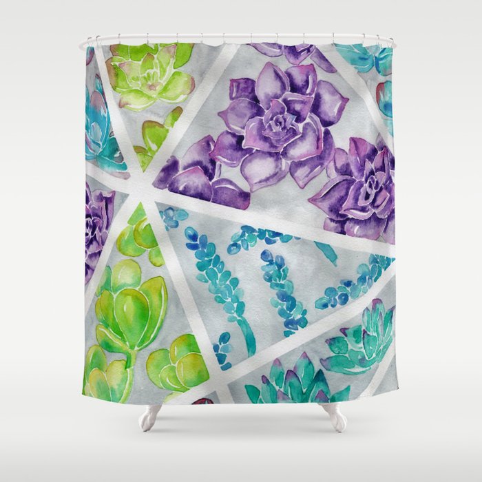 Watercolor Succulent Painting Shower Curtain By Kathryntmccardle