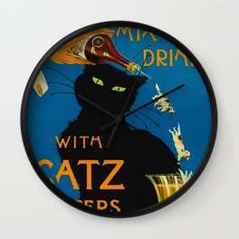 Mix Your Drinks with Catz (Cats) Bitters Aperitif Liquor Vintage Advertising Poster Wall Clock