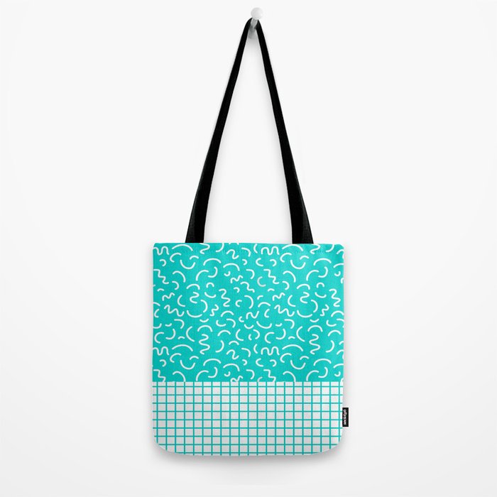 Hockney Bright Blue Memphis 80s 90s Swimming Pool Summer Turquoise Design Cell Phone Tote Bag