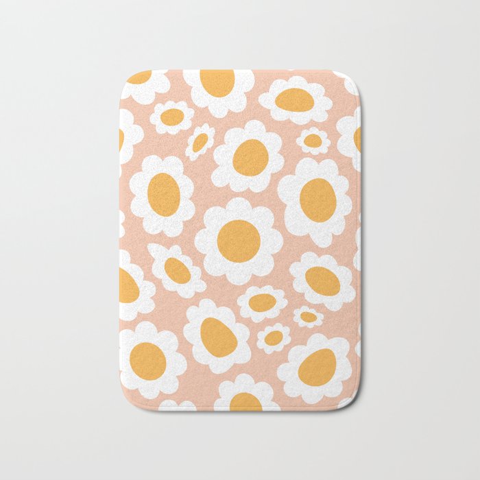 Retro Psychedelic Flowers Bath Mat