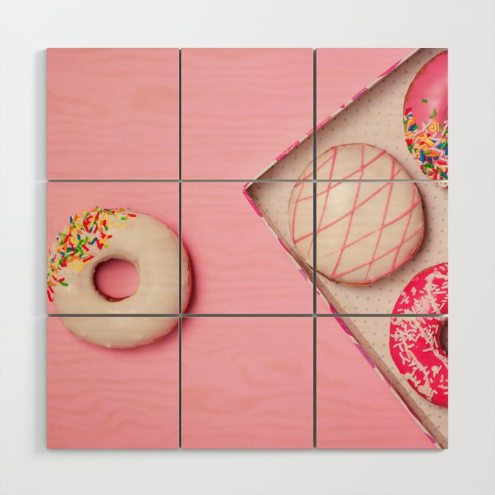 Pink Donuts Wood Wall Art