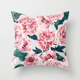 Pattern pink vintage peonies Throw Pillow