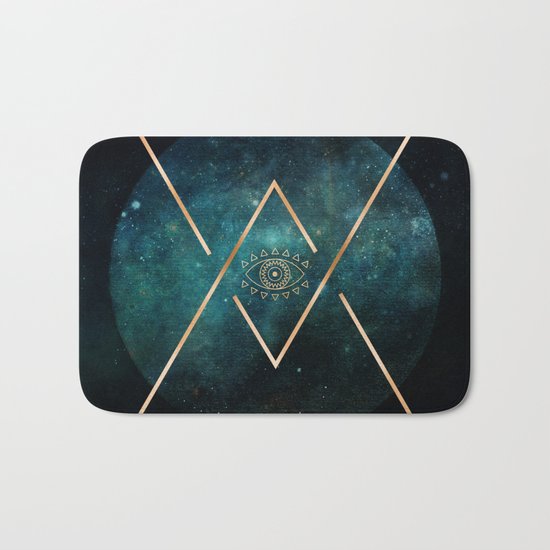 Eye Moon Gold Geometric Tribal Bohemian Mandala Bath Mat