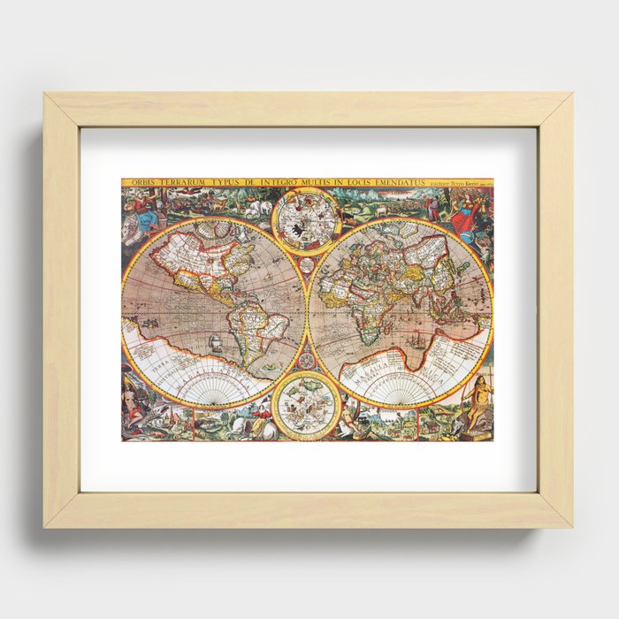 Vintage World map Recessed Framed Print