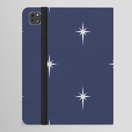 Large Christmas Faux Silver Foil Star in Midnight Blue iPad Folio Case
