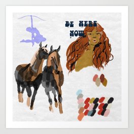 Sagittarius Sketchbook Page - Horse and Color Study Art Print