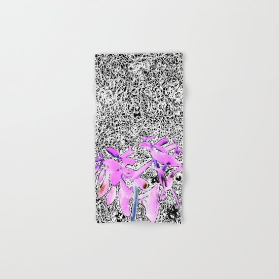Neon Succulent Black and White Scribbles! Hand & Bath Towel