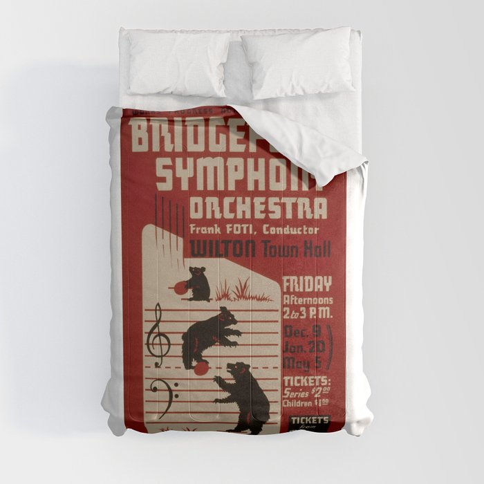 Federal Music Project Bridgeport - Retro Vintage Music Symphony Bears Comforter