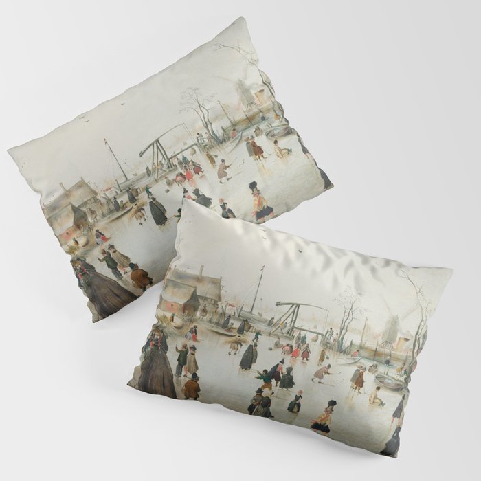 Ice-skating in a Village  Pillow Sham