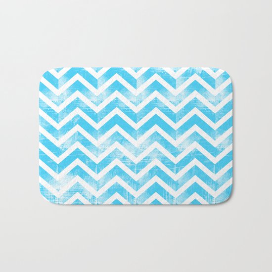 Maritime Aqua Teal Chevron Herringbone ZigZag - Mix & Match Bath Mat