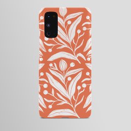 Coral and white modern floral art  Android Case
