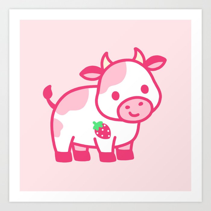 Strawberry Cow Art Print