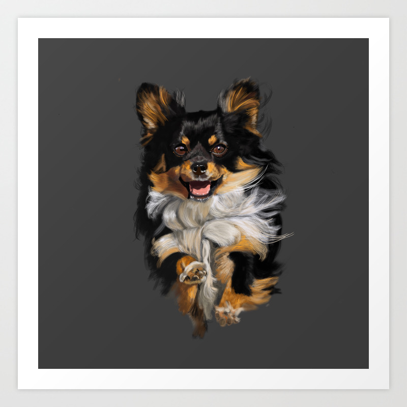 Long Hair Chihuahua On The Run Art Print By Vcnewton Society6