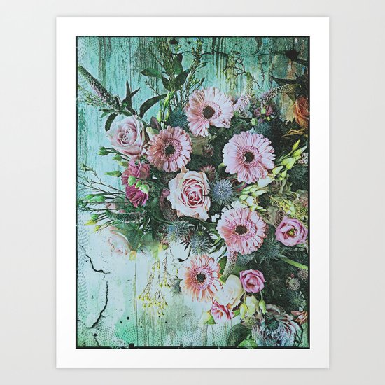 Shabby Pastel Floral Still Life Art Print