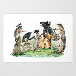 " Bluegrass Gang " wild animal music band Art Print