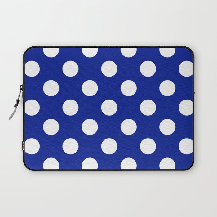 Indigo dye - blue - White Polka Dots - Pois Pattern Laptop Sleeve