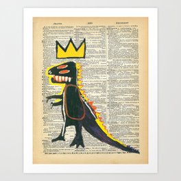 Basquiat Dinosaur Style Vintage Dictionary Page Collage Art Print