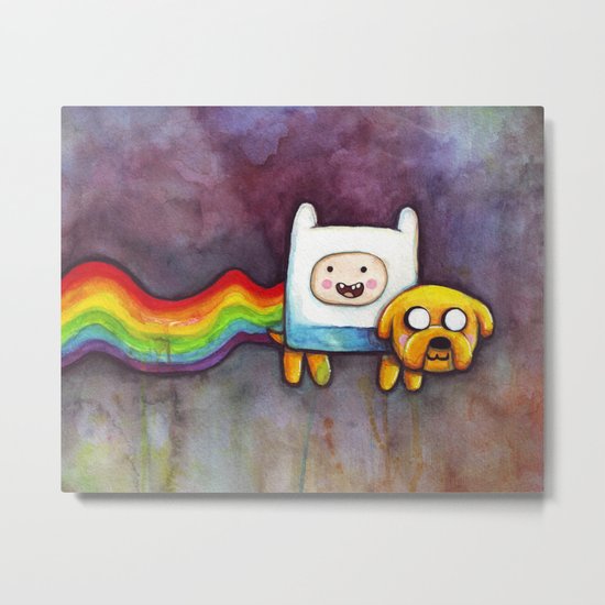 Nyan Time with Jake and Finn Metal Print