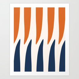Abstract Shapes 404 Pattern in Navy Blue Orange Art Print