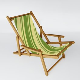 [ Thumbnail: Tan & Green Colored Lines Pattern Sling Chair ]