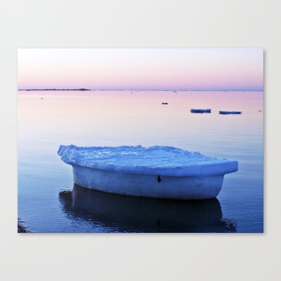 Ice Raft at Dusk on Calm Seas Canvas Print