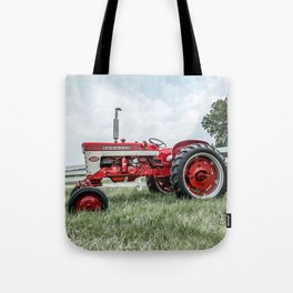 International Harvester Farmall 240 Side View Red Farming Tractor Tote Bag