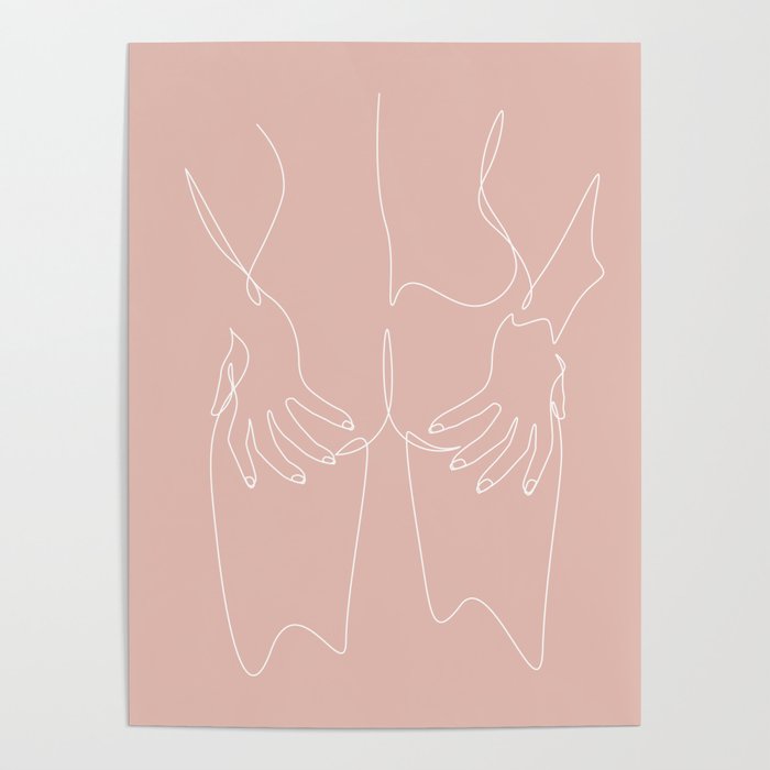 hot girl nude line-pink Poster