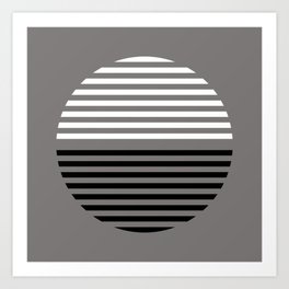 Horizons Geometric Design 17 in Taupe Black & White Art Print
