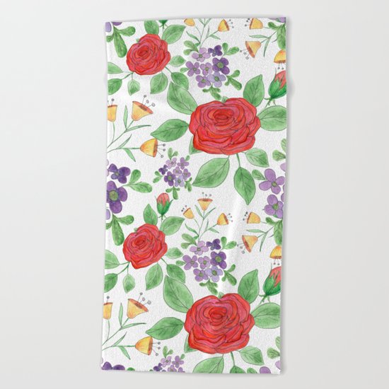 Watercolor floral pattern .8 Beach Towel