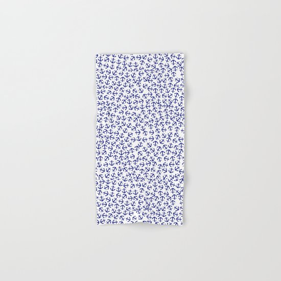 Maritime Anchors pattern- blue anchor on white background #Society6 Hand & Bath Towel