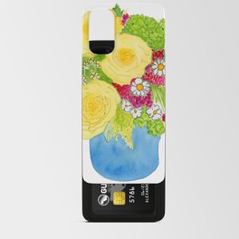 Yellow Rose Arrangement in Blue Vase Android Card Case