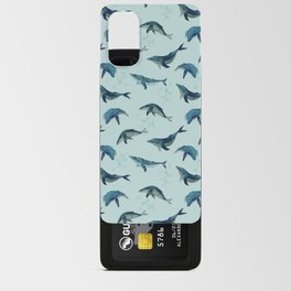 seamless pattern of whales in blue with gray colors Android Card Case