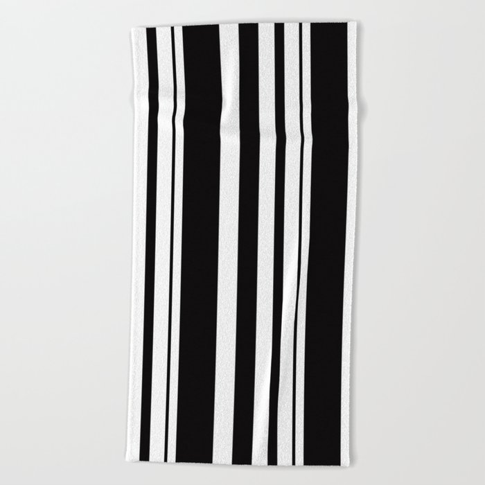 Black and white striped . Beach Towel by Luciena | Society6