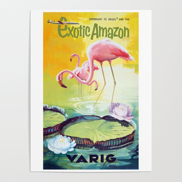 1954 VARIG Exotic Amazon Airline Travel Poster Poster