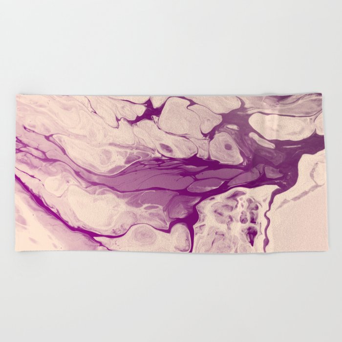 Pink and purple marble effect Beach Towel by mmartabc Society6