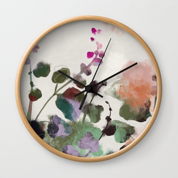 floral abstract summer autumn Wall Clock