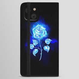Burning Blue Rose iPhone Wallet Case