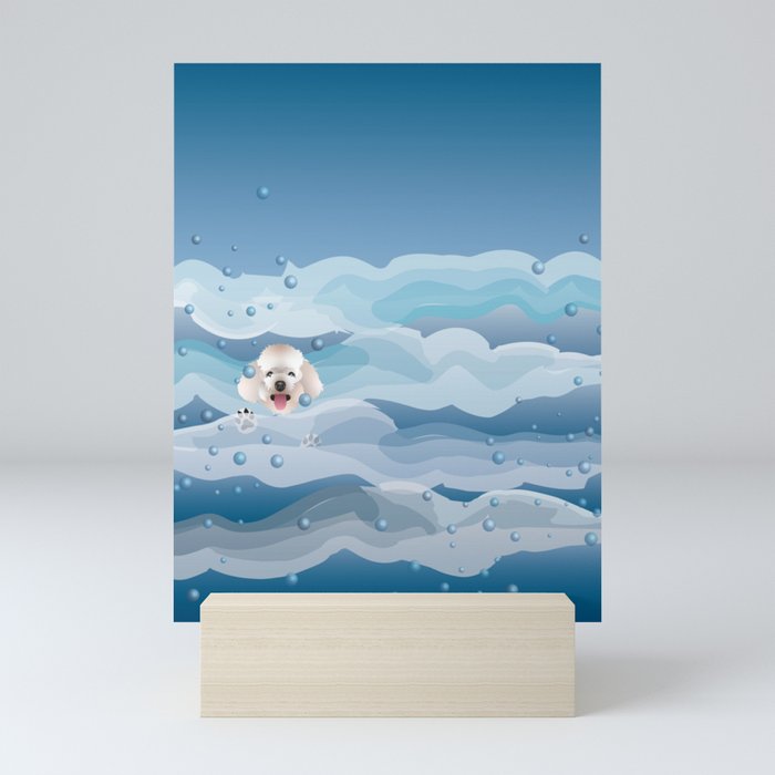 Poodle Loves to Swim Mini Art Print