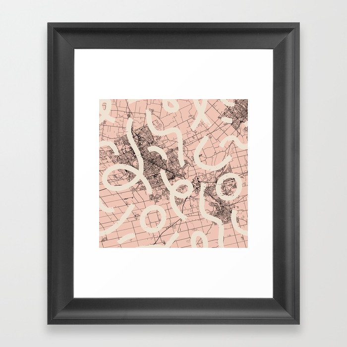 Canada - Kitchener MAP - Artistic City Drawing Framed Art Print
